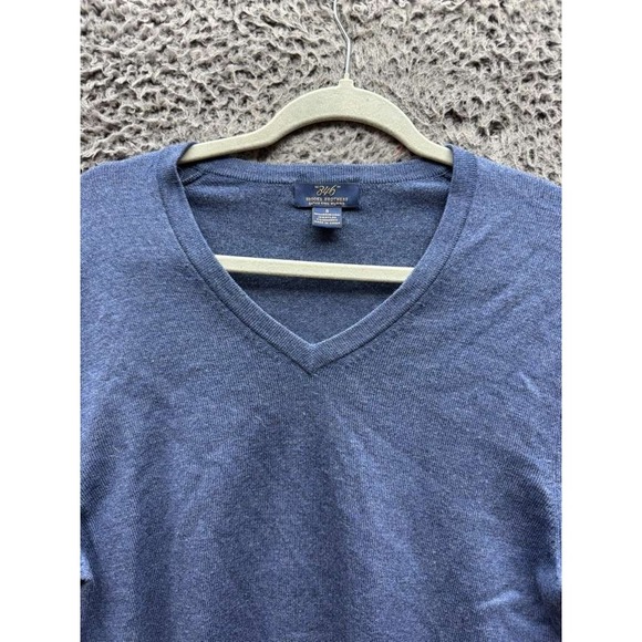Brooks Brothers 346 Extra Fine Merino Wool V-Neck Sweater Navy Blue Mens Size S - Picture 3 of 12